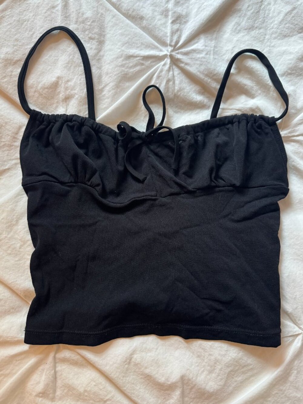 Free People (Intimately) Black Ruched Cami — Size Small